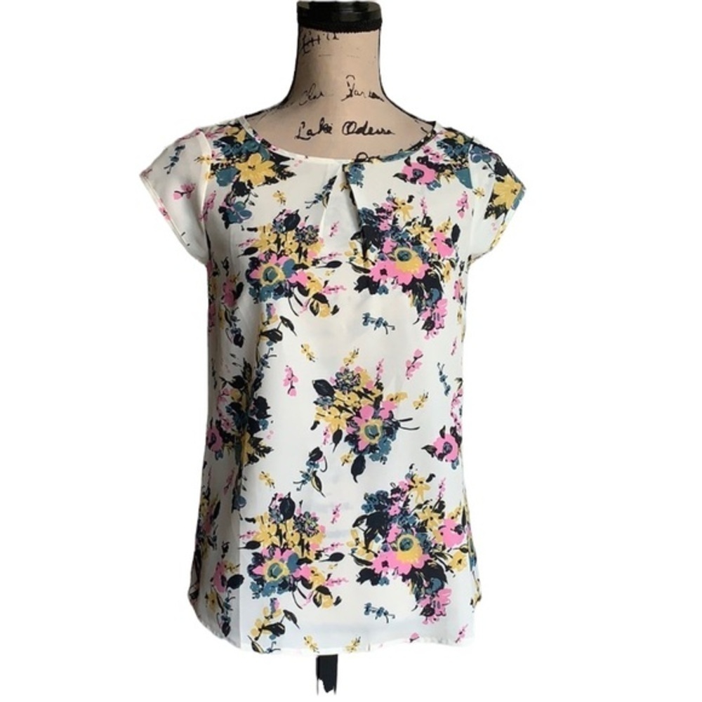 ModCloth Floral Capped Sleeve Blouse Top Size XS NWT - Picture 3 of 11